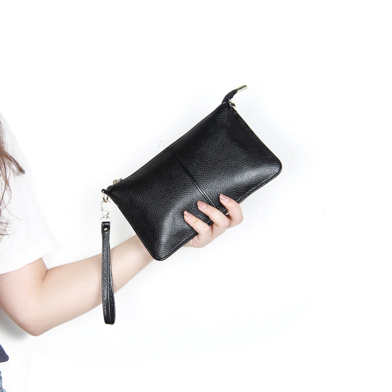 Foreign Trade Japanese-Style New Leather Bag for Women, Ultra-Thin Envelope Clutch, Large Capacity, Simple and Fashionable Crossbody Shoulder Bag