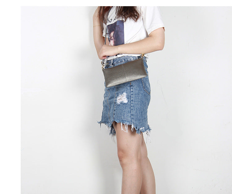 Foreign Trade Japanese-Style New Leather Bag for Women, Ultra-Thin Envelope Clutch, Large Capacity, Simple and Fashionable Crossbody Shoulder Bag