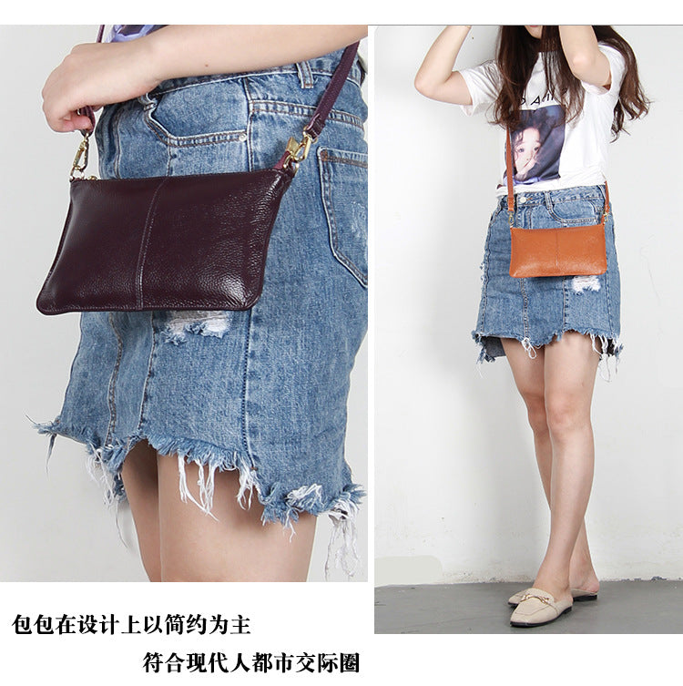 Foreign Trade Japanese-Style New Leather Bag for Women, Ultra-Thin Envelope Clutch, Large Capacity, Simple and Fashionable Crossbody Shoulder Bag