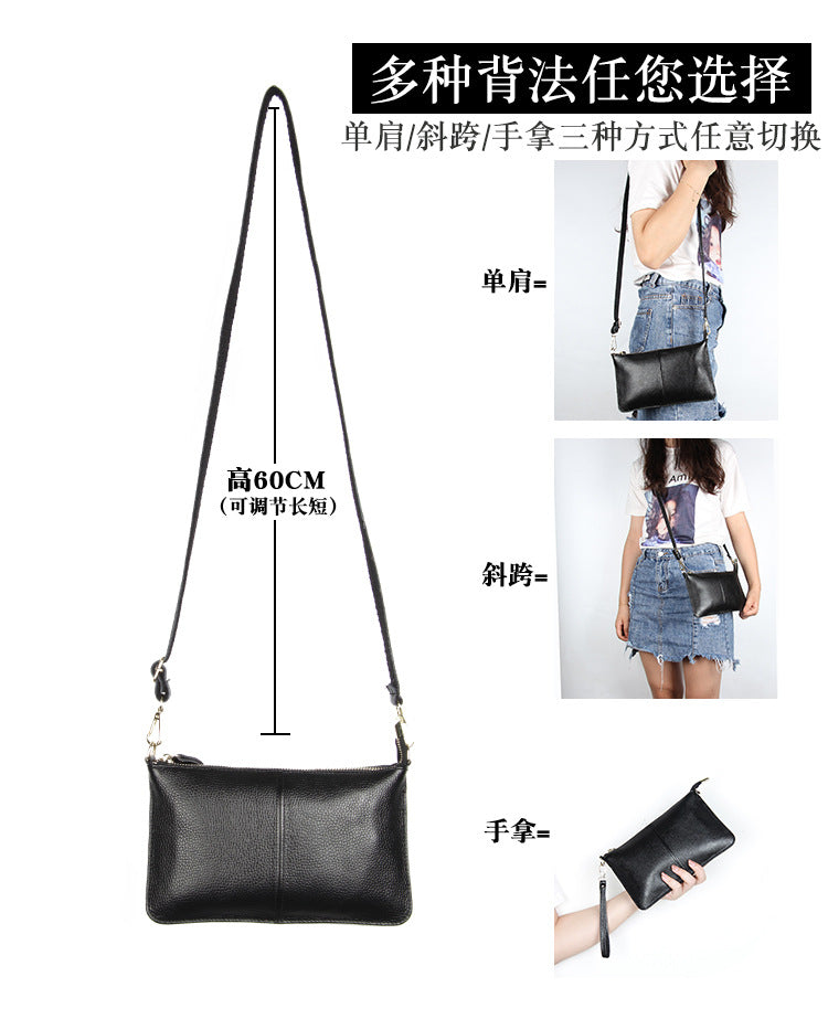 Foreign Trade Japanese-Style New Leather Bag for Women, Ultra-Thin Envelope Clutch, Large Capacity, Simple and Fashionable Crossbody Shoulder Bag