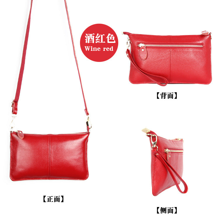 Foreign Trade Japanese-Style New Leather Bag for Women, Ultra-Thin Envelope Clutch, Large Capacity, Simple and Fashionable Crossbody Shoulder Bag