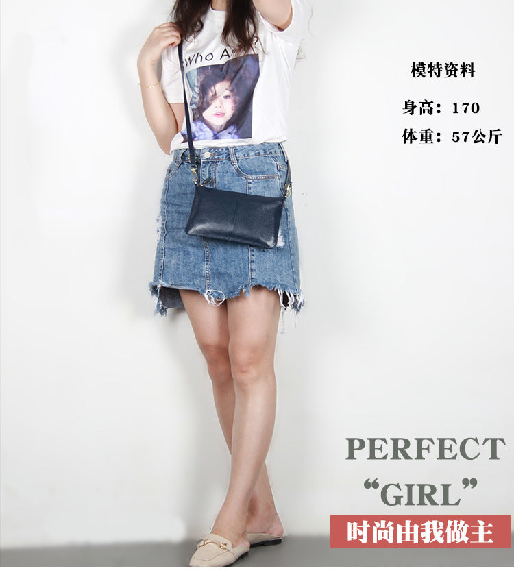Foreign Trade Japanese-Style New Leather Bag for Women, Ultra-Thin Envelope Clutch, Large Capacity, Simple and Fashionable Crossbody Shoulder Bag