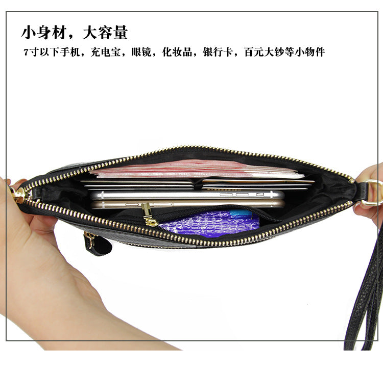 Foreign Trade Japanese-Style New Leather Bag for Women, Ultra-Thin Envelope Clutch, Large Capacity, Simple and Fashionable Crossbody Shoulder Bag