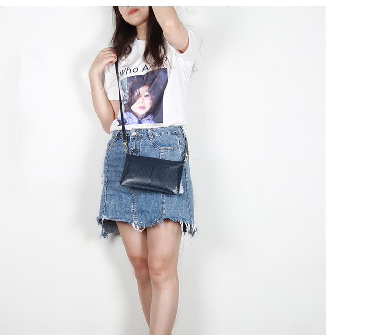 Foreign Trade Japanese-Style New Leather Bag for Women, Ultra-Thin Envelope Clutch, Large Capacity, Simple and Fashionable Crossbody Shoulder Bag