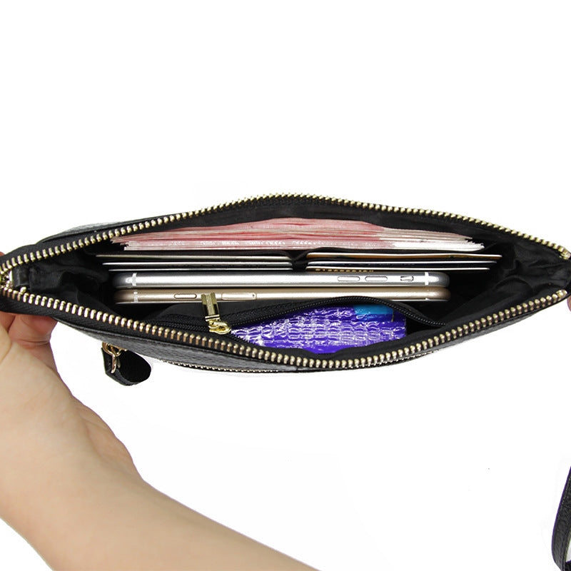 Foreign Trade Japanese-Style New Leather Bag for Women, Ultra-Thin Envelope Clutch, Large Capacity, Simple and Fashionable Crossbody Shoulder Bag