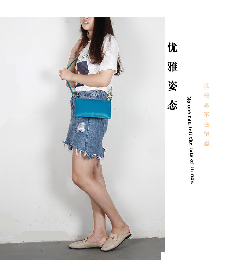 Foreign Trade Japanese-Style New Leather Bag for Women, Ultra-Thin Envelope Clutch, Large Capacity, Simple and Fashionable Crossbody Shoulder Bag