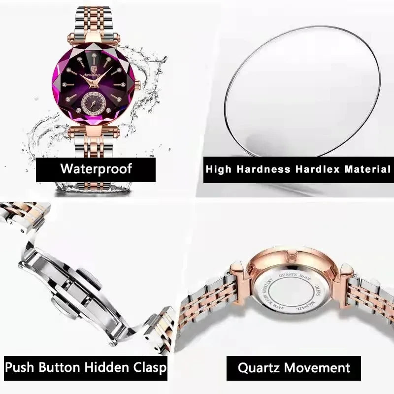 POEDAGAR 719 Lady Fashion Women Quartz Watches Polygon Glass Quartz Movement Recreational Business Waterproof Watch for Ladies