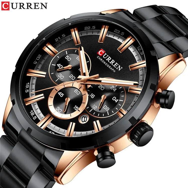 CURREN 8355 Factory Direct New Fashion Watches Reloj Relogio Silver Dials Chronograph Water Resistant Stainless Steel Band Watch