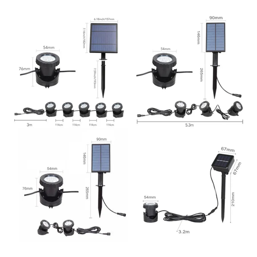 Thrisdar IP68 RGB Changeable Solar Underwater Lights Lamp Underwater Spot Light Swimming Pool Fountains Pond Aquarium Light