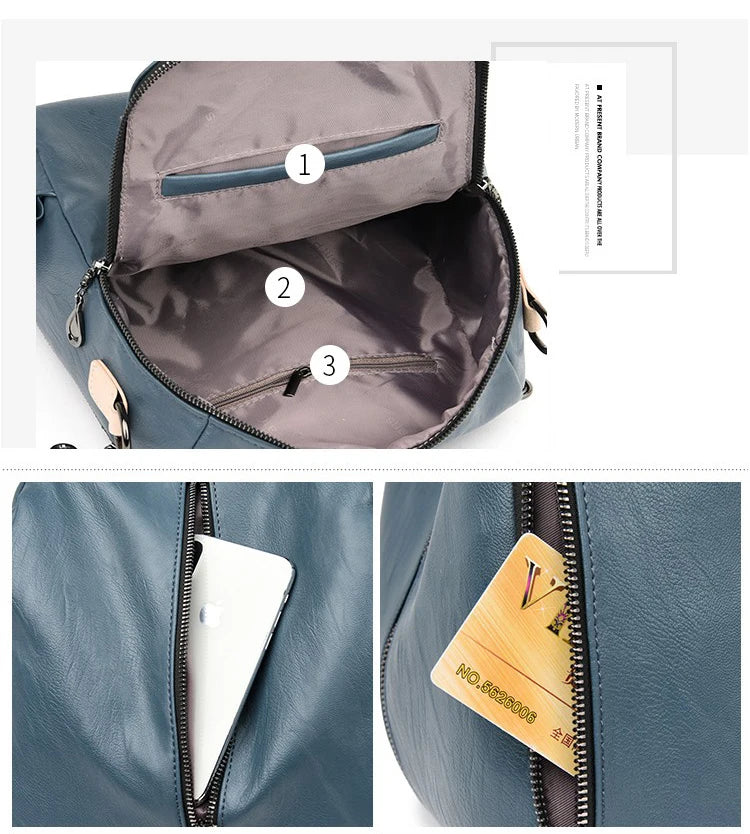 Luxury Designer Soft Leather Women Backpack High Qualtiy Durable Leather Backpack Fashion Large Capacity Female Travel Backpack