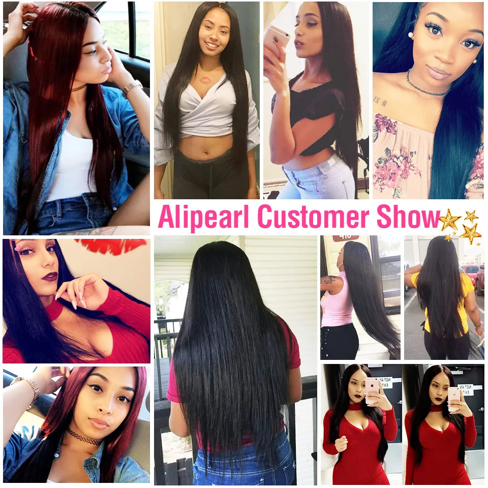 Straight Human Hair 3 Bundles With 5x5 Lace Closure Free Part Peruvian Hair Weave Bundles Remy Hair Extension AliPearl Hair