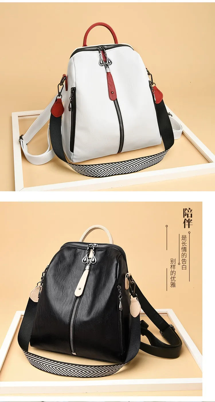 Luxury Designer Soft Leather Women Backpack High Qualtiy Durable Leather Backpack Fashion Large Capacity Female Travel Backpack