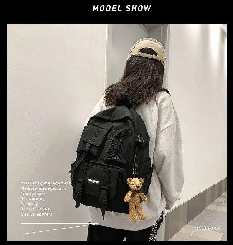 Multiple Pocket Backpack Men Canvas Insert Buckle Designer Bag Teenager Laptop Backpacks Student College School Bags For Women