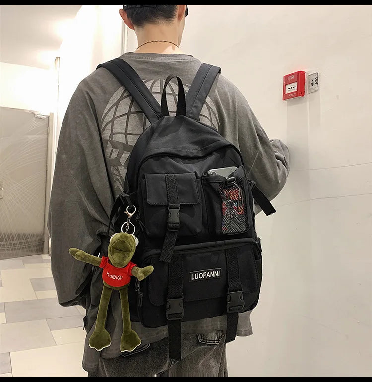 Multiple Pocket Backpack Men Canvas Insert Buckle Designer Bag Teenager Laptop Backpacks Student College School Bags For Women