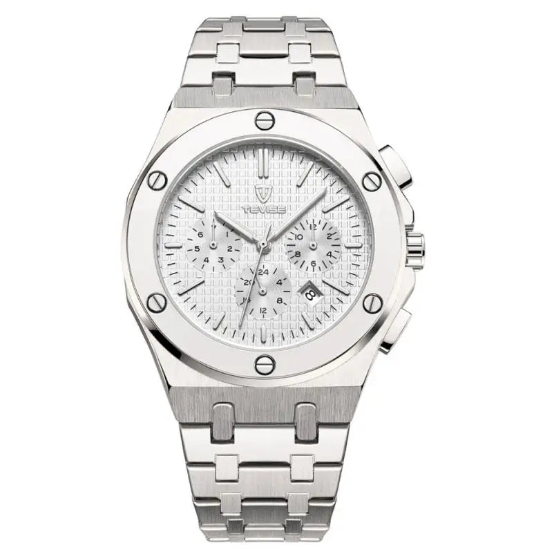 TEVISE T830 Luxury Rose Gold Gents Popular Quartz Watch Nice Stainless Steel Band Chronograph Vintage Business Reloj Watch