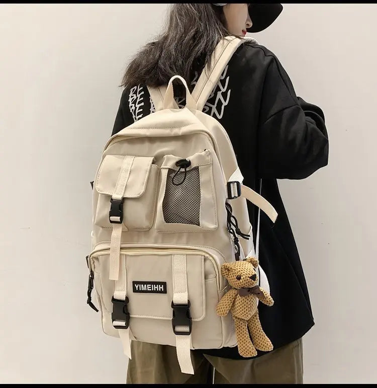 Multiple Pocket Backpack Men Canvas Insert Buckle Designer Bag Teenager Laptop Backpacks Student College School Bags For Women
