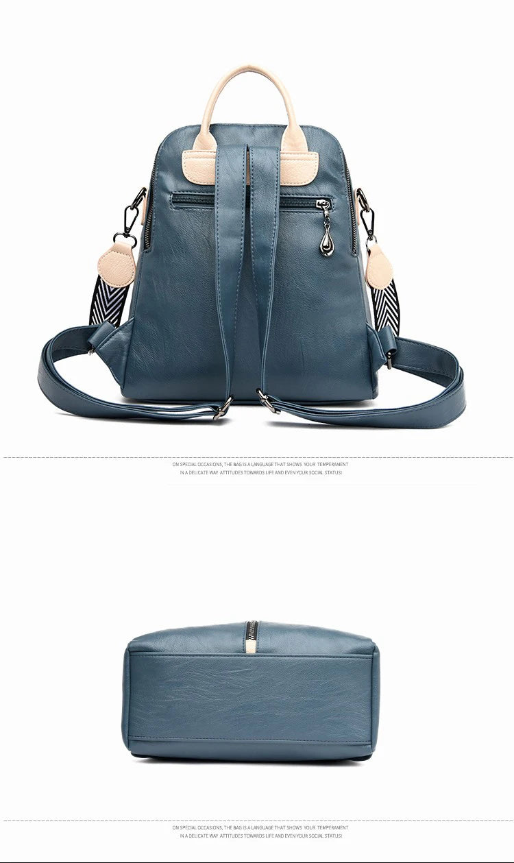 Luxury Designer Soft Leather Women Backpack High Qualtiy Durable Leather Backpack Fashion Large Capacity Female Travel Backpack