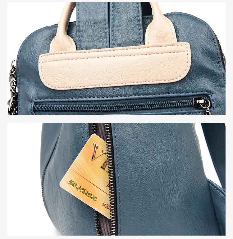 Luxury Designer Soft Leather Women Backpack High Qualtiy Durable Leather Backpack Fashion Large Capacity Female Travel Backpack