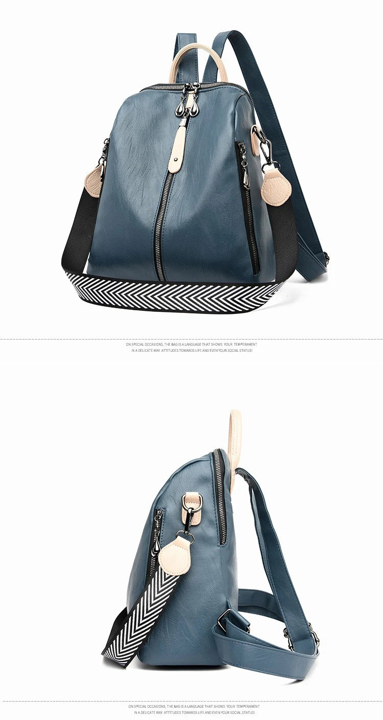 Luxury Designer Soft Leather Women Backpack High Qualtiy Durable Leather Backpack Fashion Large Capacity Female Travel Backpack