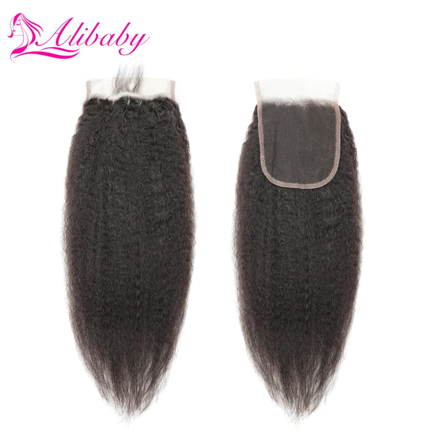 Peruvian Kinky Straight Hair Bundles With 4x4 Closure 100% Remy Human Hair Extension 1 2 Bundles With Closure Weave Bundles M