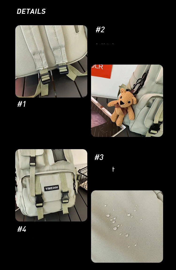 Multiple Pocket Backpack Men Canvas Insert Buckle Designer Bag Teenager Laptop Backpacks Student College School Bags For Women