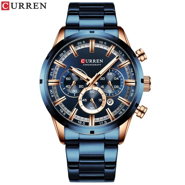 CURREN 8355 Factory Direct New Fashion Watches Reloj Relogio Silver Dials Chronograph Water Resistant Stainless Steel Band Watch