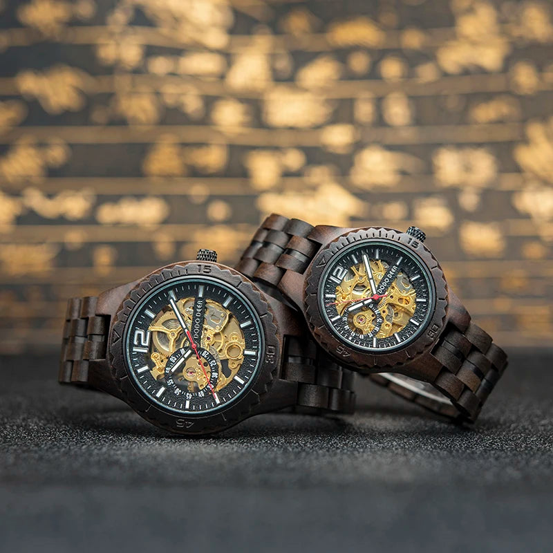 DODO DEER Luxury Brand Mechanical Watch Wood Couple Watches Automatic Custom Logo Pointer 24mm Sapphire Crystal Limited