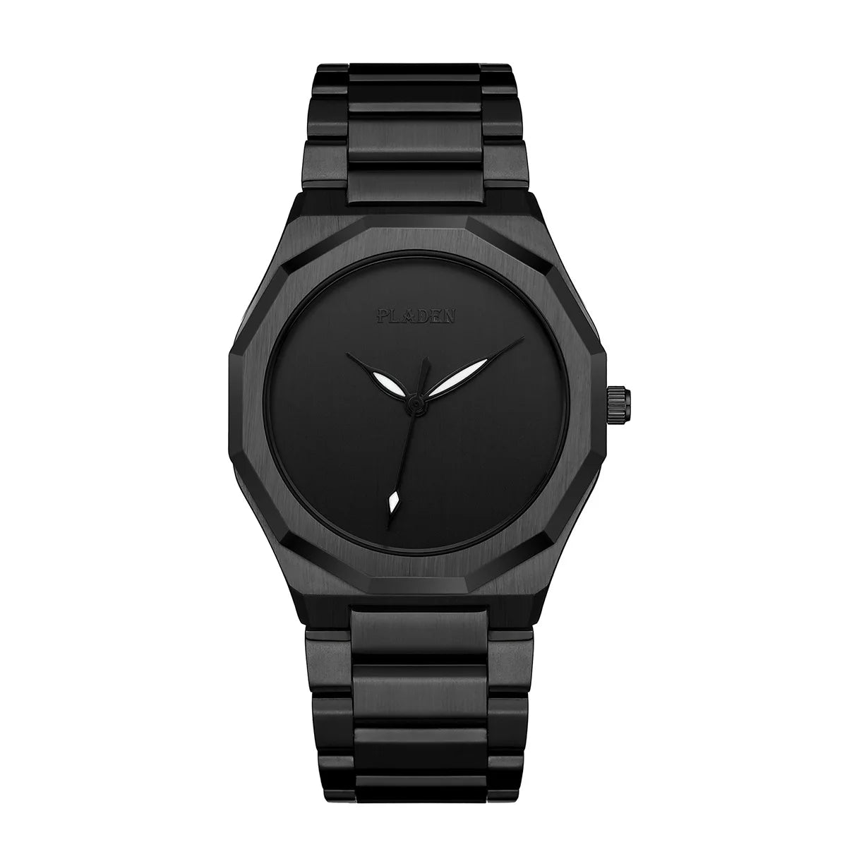 PLADEN Men Quartz Watch Green Dial Stainless Steel Band Waterproof Minimalist Business Wristwatch for Men