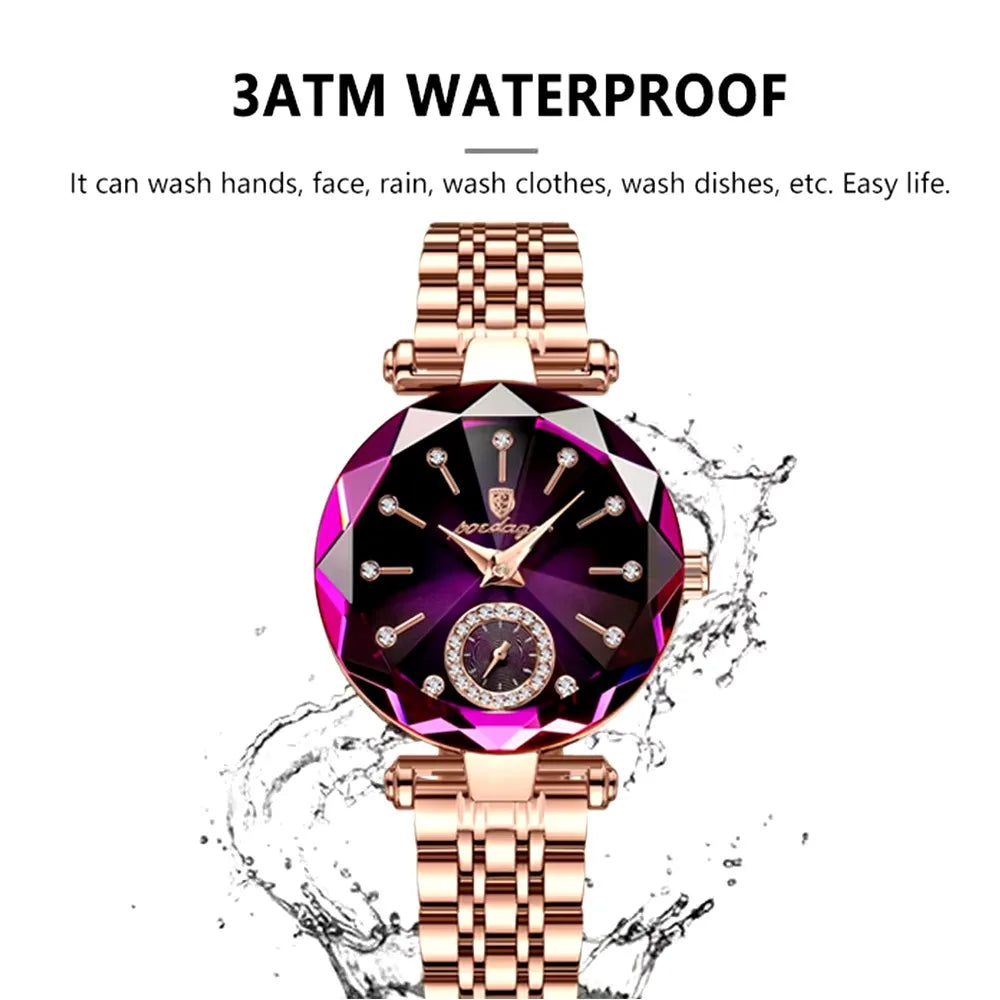 POEDAGAR 719 Lady Fashion Women Quartz Watches Polygon Glass Quartz Movement Recreational Business Waterproof Watch for Ladies