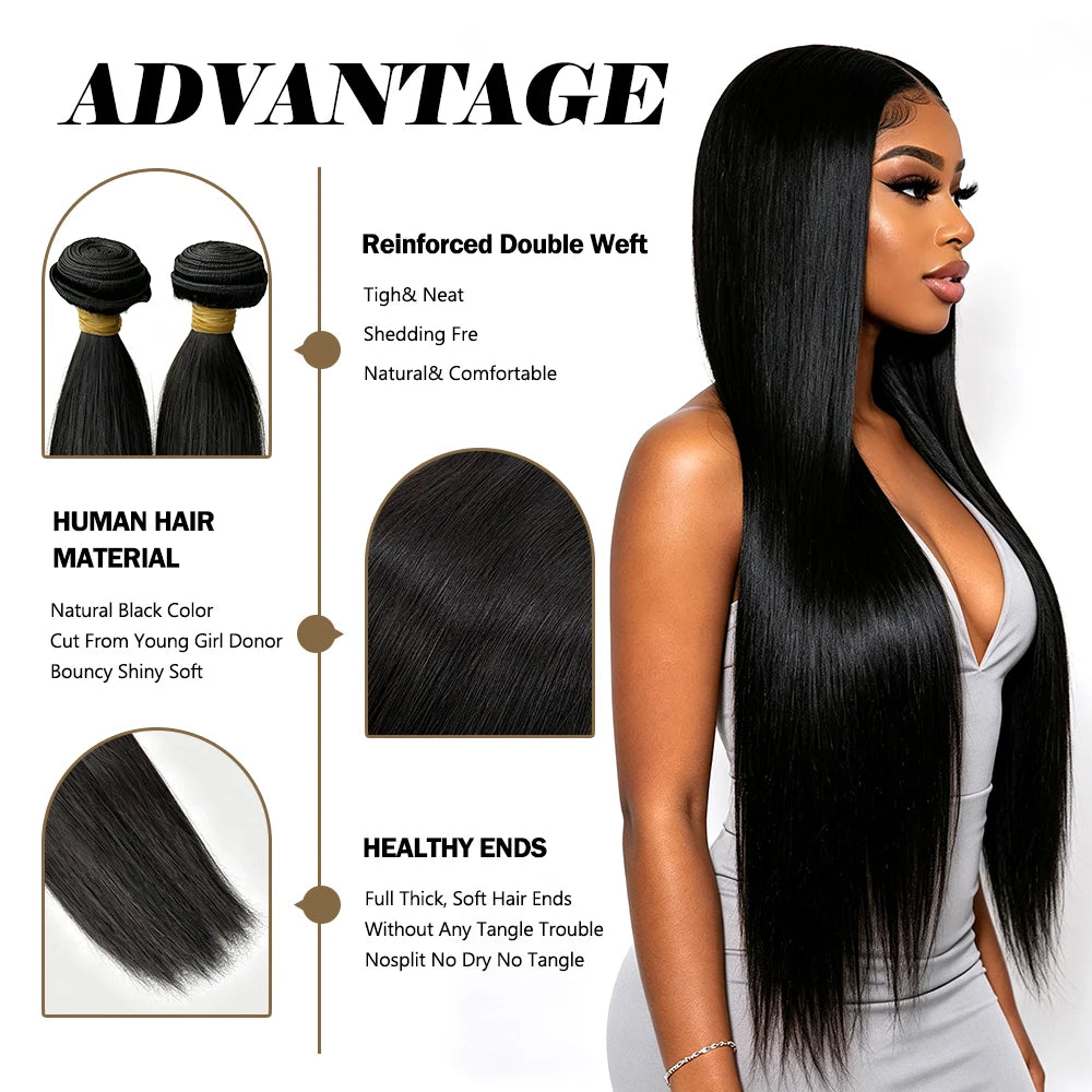 10-30 Inch Straight Chinese Hair Extensions 100% Virgin Remy Human Hair Machine Double Weft 100g Soft Bundles for Hair Weaving
