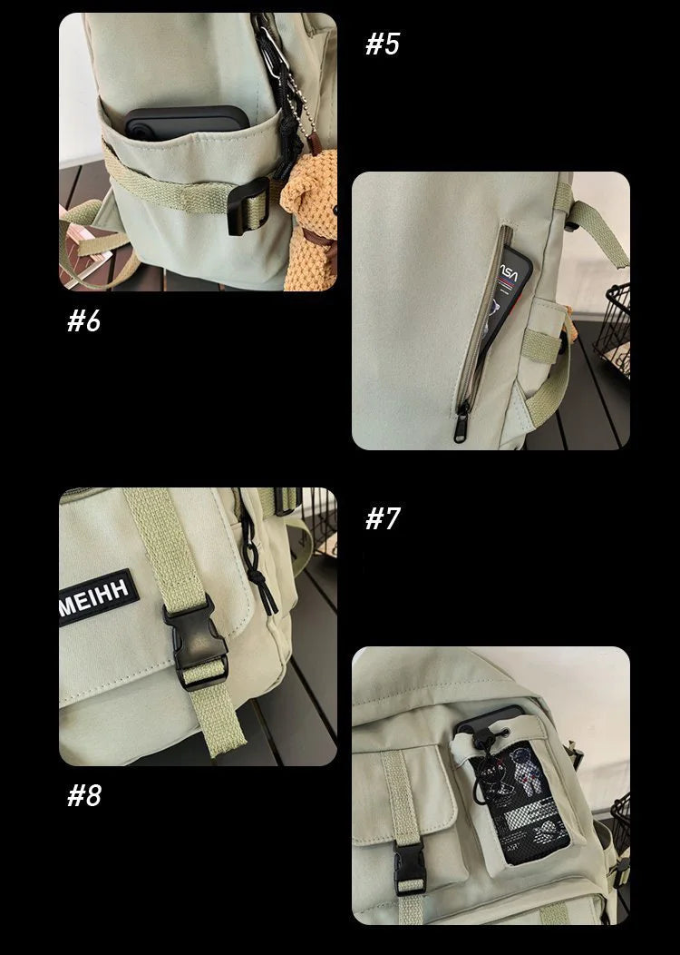 Multiple Pocket Backpack Men Canvas Insert Buckle Designer Bag Teenager Laptop Backpacks Student College School Bags For Women