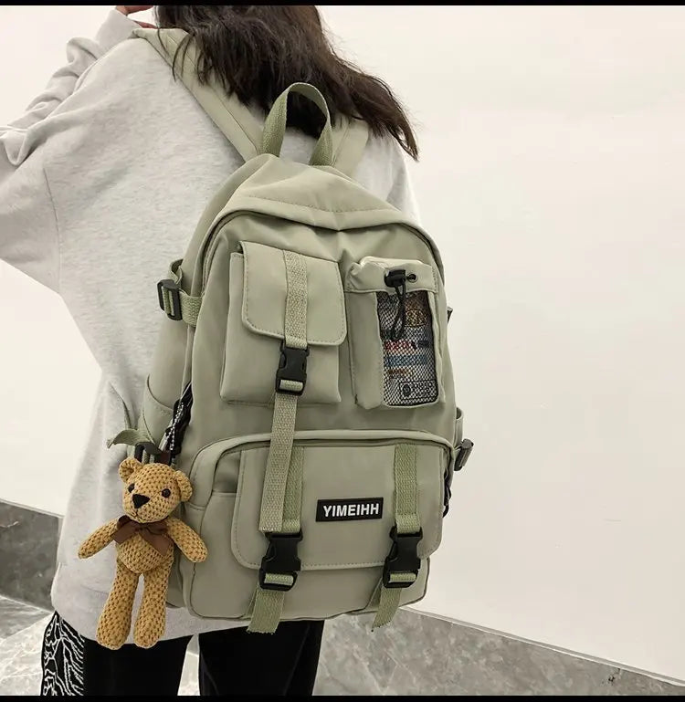 Multiple Pocket Backpack Men Canvas Insert Buckle Designer Bag Teenager Laptop Backpacks Student College School Bags For Women