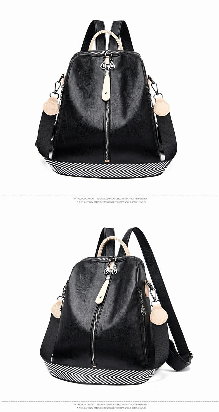 Luxury Designer Soft Leather Women Backpack High Qualtiy Durable Leather Backpack Fashion Large Capacity Female Travel Backpack