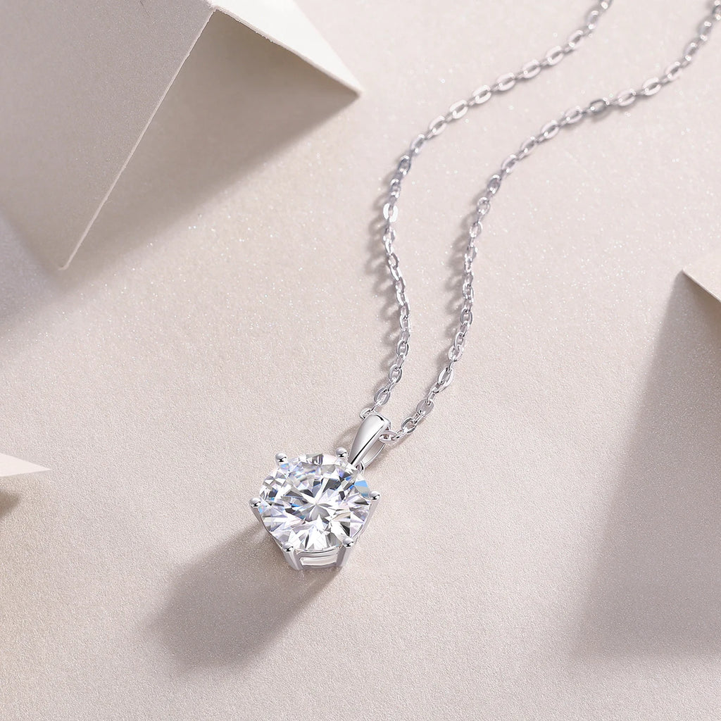 High Quality Dainty D Color Moissanite Necklace Fine Jewelry 925 Sterling Silver Solitaire VVS Moissanite Pendant Necklaces
