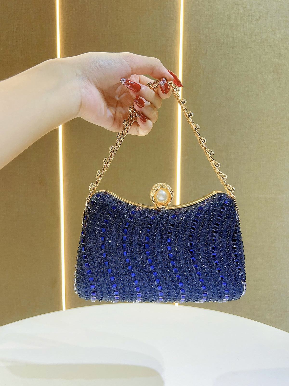 New Cross-border European and American Retro Style Fashion Diamond Bag Rhinestone Handbag Chain Bag High-end Sense Crossbody Evening Bag