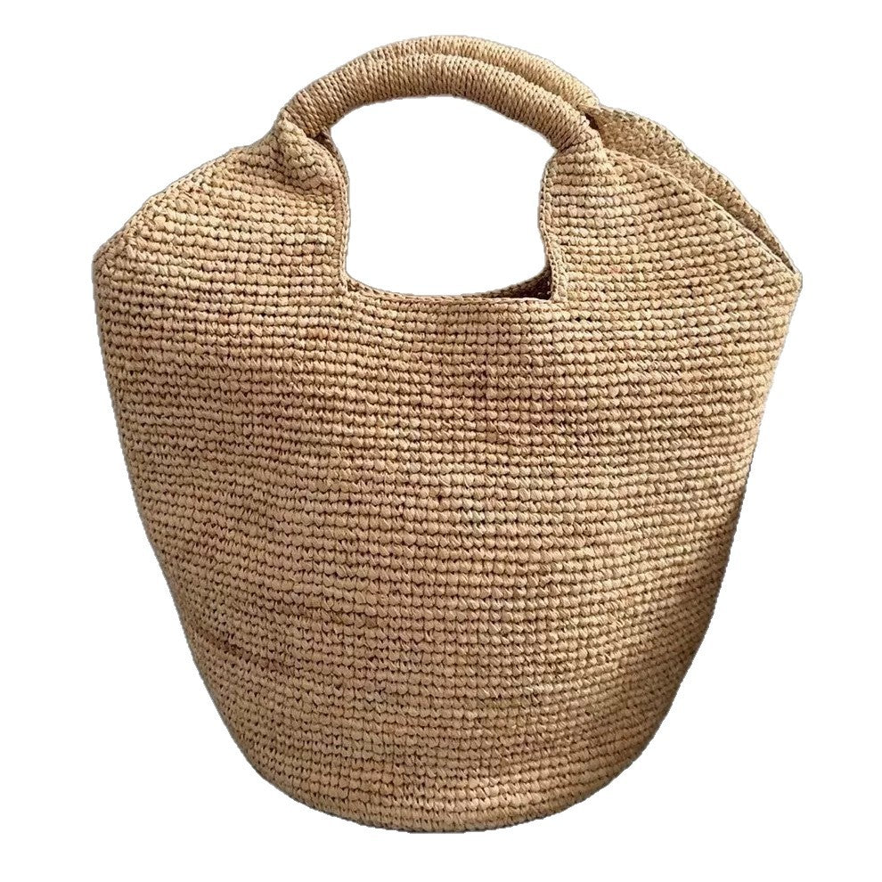 2026 New High-End Raffia Woven Bag, Handmade Straw Bag, Seaside Vacation Beach Bag, Hand-Held Tote Bag
