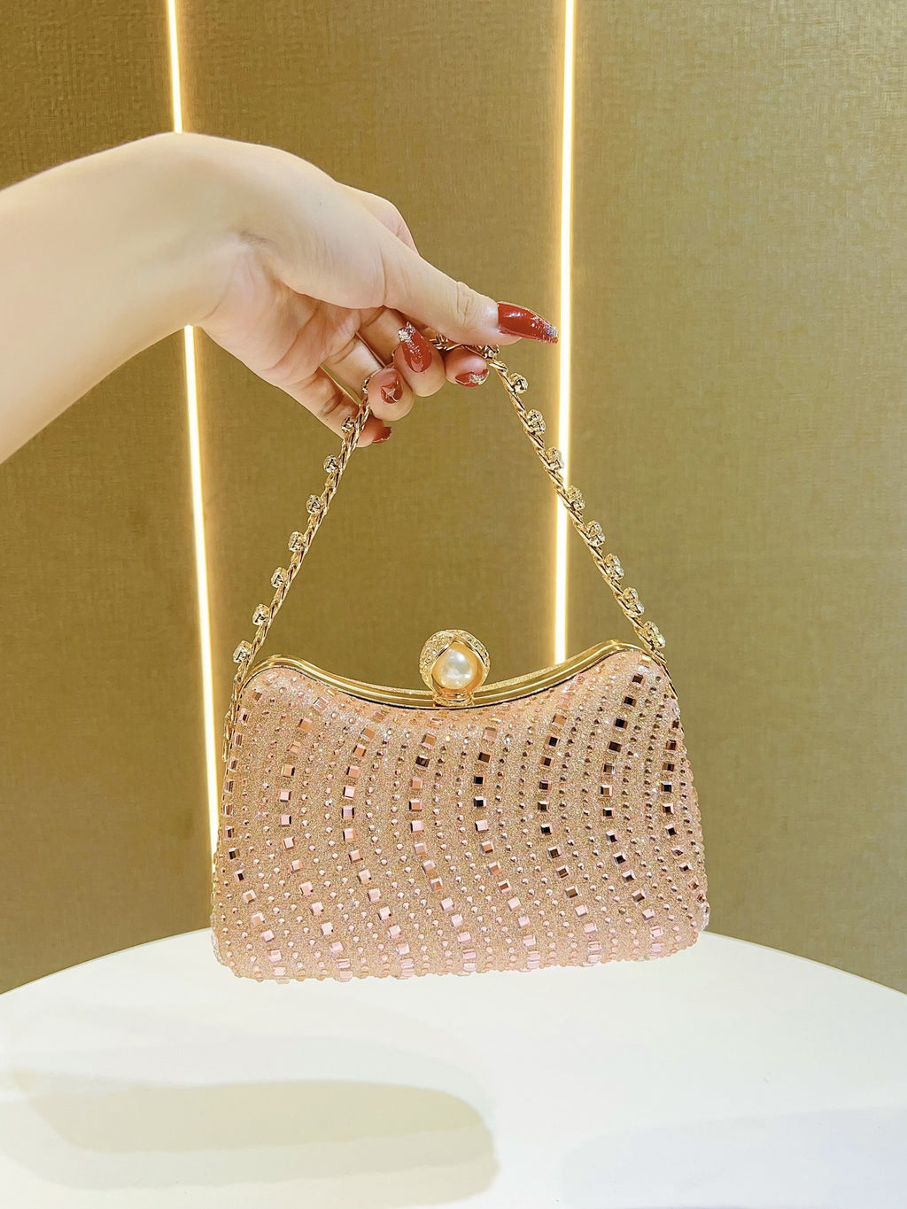 New Cross-border European and American Retro Style Fashion Diamond Bag Rhinestone Handbag Chain Bag High-end Sense Crossbody Evening Bag