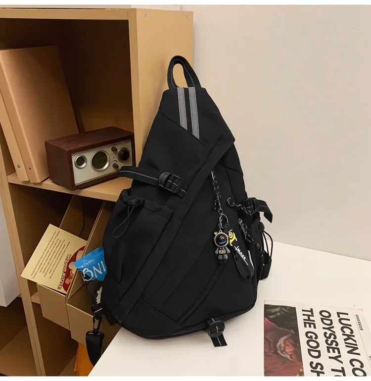2024 Techwear Style Hip Hop Sport Motorcycle Backpack Men Women Multifunction Waterproof Travel Single Shoulder School Bag