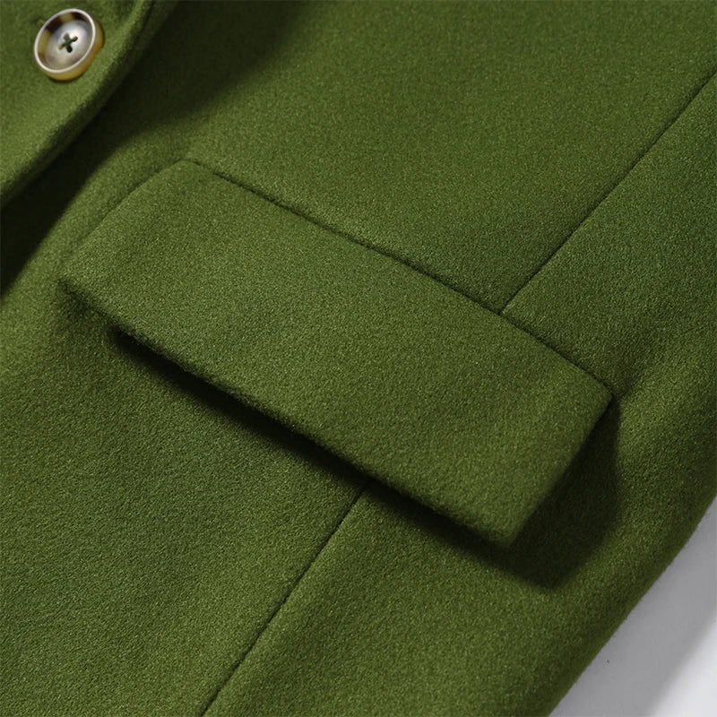 2026 Autumn Winter Solid Women's Woolen Overcoat Urban Long Sleeve Lapel Button Female Outwear Elegant Fashion Lady Overcoats