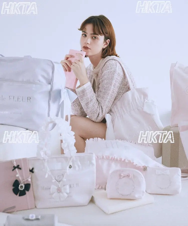 Japanese Style New Letter Satin Cute Bow Lolita Portable Tote Bag Women Commuting Versatile Pleated Sweet Single Shoulder Bag
