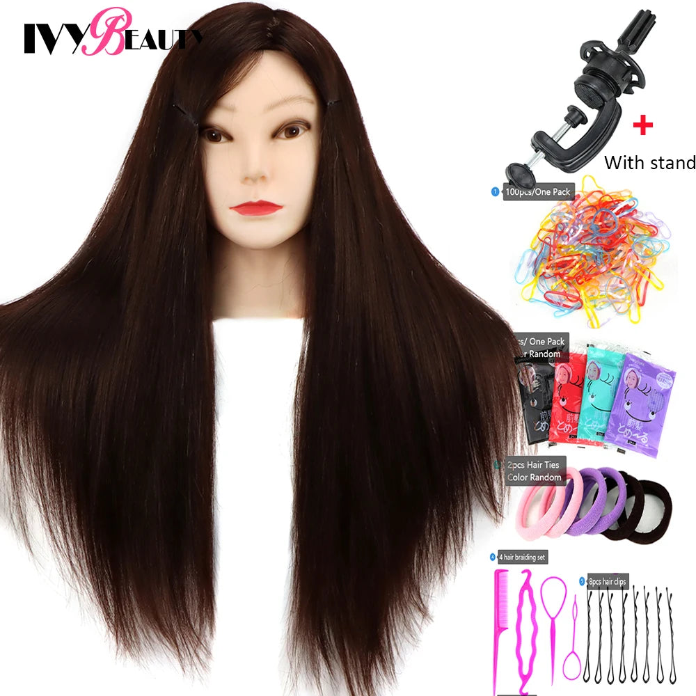 85% Real Human Hair Mannequin Head For Hair Training Styling Professional Hairdressing Cosmetology Dolls Head For Hairstyles