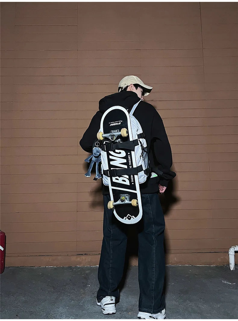 Backpack men and women cool backpack leisure junior high school students backpack personality skateboard