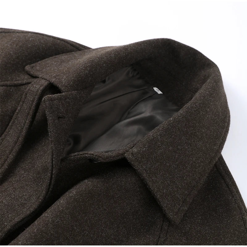 Chic Women's Woolen Overcoat Autumn Winter Solid Lapel Double Breasted Long Sleeve Long Coat 2026 Elegant Lady Street Outwear