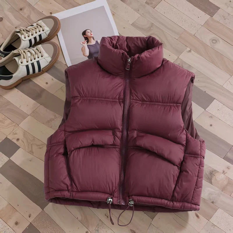 Autumn Winter Fashion Boys Girls Down Vest Solid Thick Stand Collar Waistcoat For 2-12Years Kids Outerwear Children Clothing