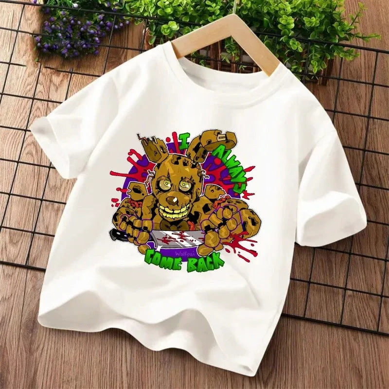 2026 Cartoon Five Nights At Freddys Kids T-shirts FNAF Graphic T-shirt Children Casual Sports Tops Short Sleeves Kids Clothing