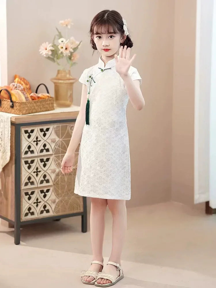 Tang Costume Girl Dress Qipao Children Outfit Stage Party Cheongsams Baby Hanfu Kids Clothing Vestidos Summer Girls Dresses