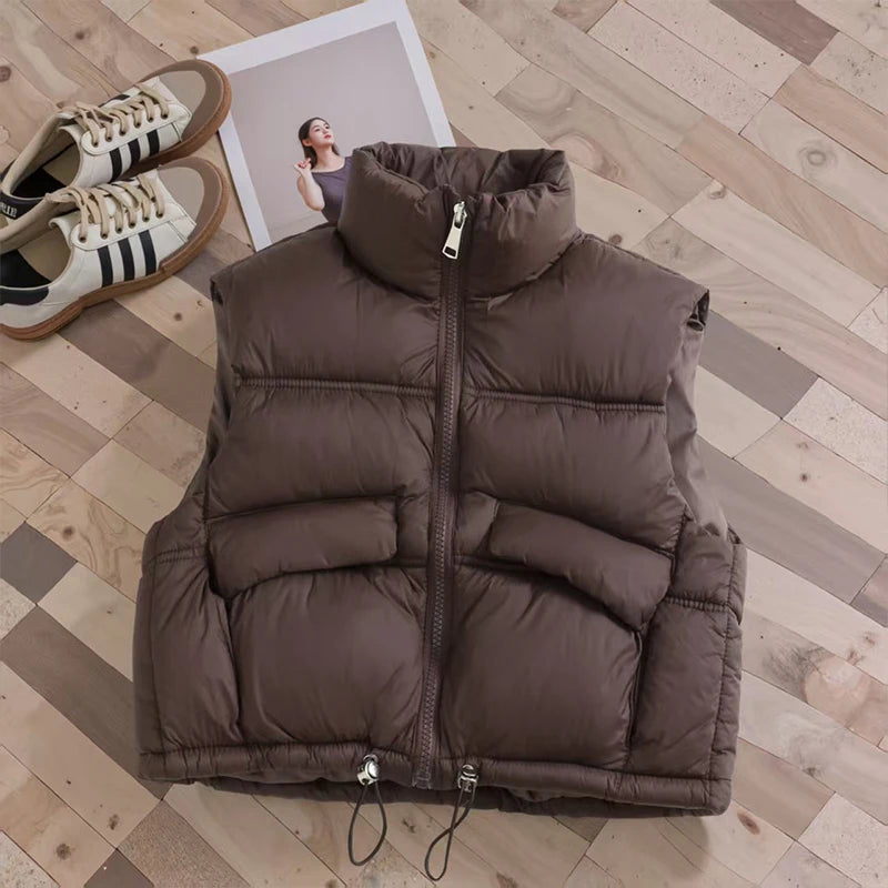 Autumn Winter Fashion Boys Girls Down Vest Solid Thick Stand Collar Waistcoat For 2-12Years Kids Outerwear Children Clothing