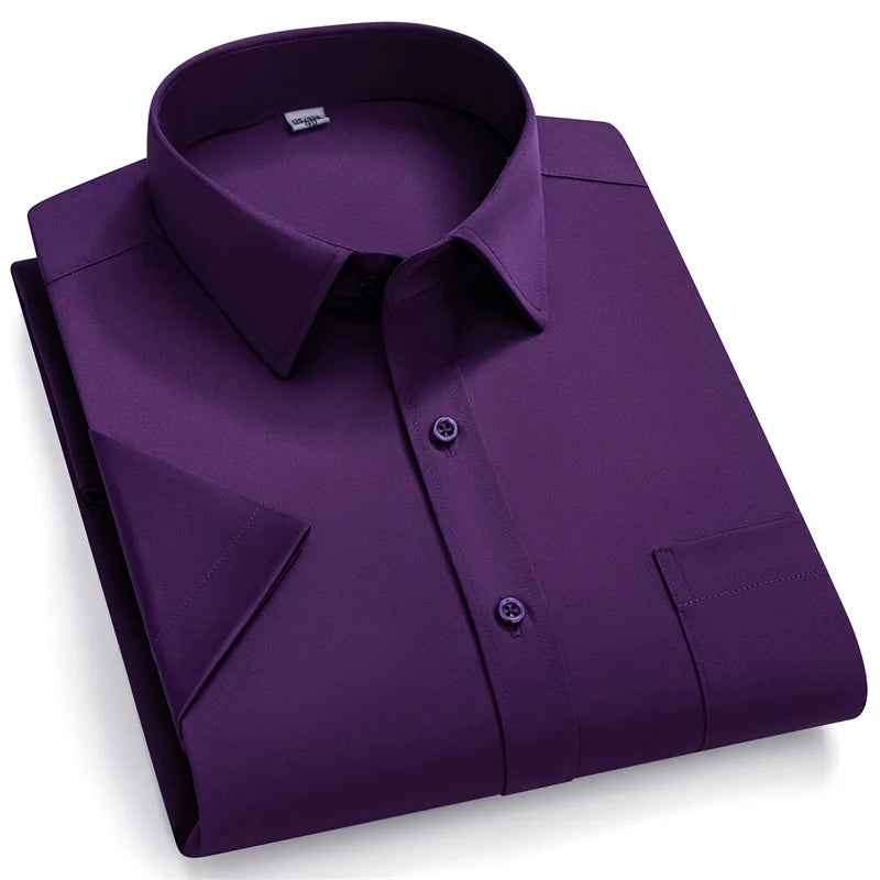 New Men Shirts Short Sleeves Dress Shirts For Men Slim Fit Camisa Social Business Blouse Pocket White Shirt Men's clothing S-7XL