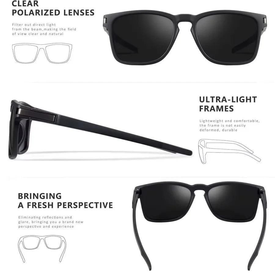 CRIXALIS Fashion Square Polarized Sunglasses Men Women Anti-glare Driving Sun Glasses Vintage Mirror Shades Male UV Protection