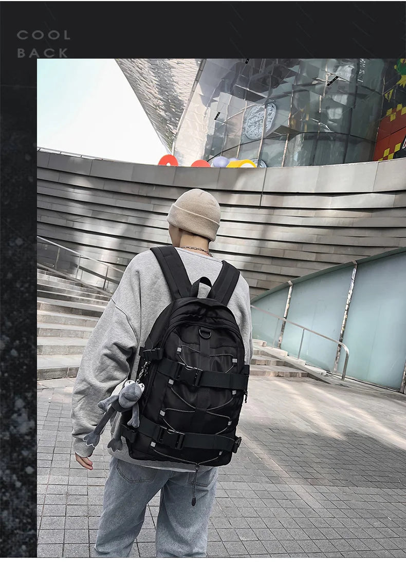 Backpack men and women cool backpack leisure junior high school students backpack personality skateboard